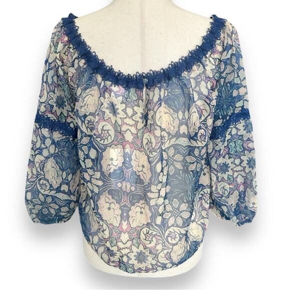 Anthropologie - Foxiedox Sheer Long Sleeve Floral Off the Shoulder Top NWT - Picture 6 of 12